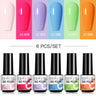 LILYCUTE 6Pcs/Set Nail Gel Polish Summer Neon Colorful Glitter For Manicure Semi Permanent Soak Off Gel UV LED Varnishes Kit