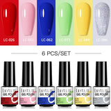 LILYCUTE 6Pcs/Set Nail Gel Polish Summer Neon Colorful Glitter For Manicure Semi Permanent Soak Off Gel UV LED Varnishes Kit