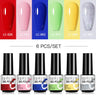 LILYCUTE 6Pcs/Set Nail Gel Polish Summer Neon Colorful Glitter For Manicure Semi Permanent Soak Off Gel UV LED Varnishes Kit