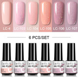 LILYCUTE 6Pcs/Set Nail Gel Polish Summer Neon Colorful Glitter For Manicure Semi Permanent Soak Off Gel UV LED Varnishes Kit