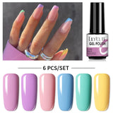 LILYCUTE 6Pcs/Set Nail Gel Polish Summer Neon Colorful Glitter For Manicure Semi Permanent Soak Off Gel UV LED Varnishes Kit