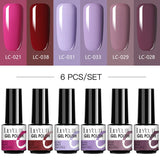 LILYCUTE 6Pcs/Set Nail Gel Polish Summer Neon Colorful Glitter For Manicure Semi Permanent Soak Off Gel UV LED Varnishes Kit
