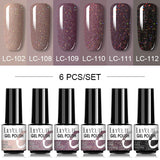 LILYCUTE 6Pcs/Set Nail Gel Polish Summer Neon Colorful Glitter For Manicure Semi Permanent Soak Off Gel UV LED Varnishes Kit