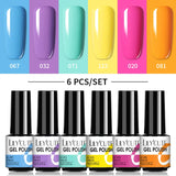 LILYCUTE 6Pcs/Set Nail Gel Polish Summer Neon Colorful Glitter For Manicure Semi Permanent Soak Off Gel UV LED Varnishes Kit