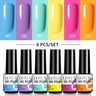 LILYCUTE 6Pcs/Set Nail Gel Polish Summer Neon Colorful Glitter For Manicure Semi Permanent Soak Off Gel UV LED Varnishes Kit