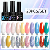 LILYCUTE 7ML Gel Nail Polish Set Glitter Nail Gel Kit With 6W UV Lamp  DIY Manicure Soak Off Base Matte Top Coat Nail Art Gel