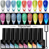 LILYCUTE 9D Rainbow Cat Magnetic Gel Nail Polish Set With Magnetic Stick Kit Sparkling For Manicure Soak Off Nail UV Gel Varnish