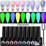 LILYCUTE 9D Rainbow Cat Magnetic Gel Nail Polish Set With Magnetic Stick Kit Sparkling For Manicure Soak Off Nail UV Gel Varnish