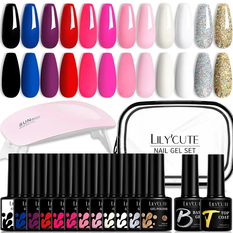 LILYCUTE 9D Rainbow Cat Magnetic Gel Nail Polish Set With Magnetic Stick Kit Sparkling For Manicure Soak Off Nail UV Gel Varnish