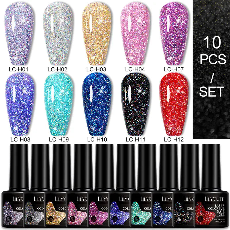 LILYCUTE 9D Rainbow Cat Magnetic Gel Nail Polish Set With Magnetic Stick Kit Sparkling For Manicure Soak Off Nail UV Gel Varnish