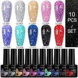 LILYCUTE 9D Rainbow Cat Magnetic Gel Nail Polish Set With Magnetic Stick Kit Sparkling For Manicure Soak Off Nail UV Gel Varnish