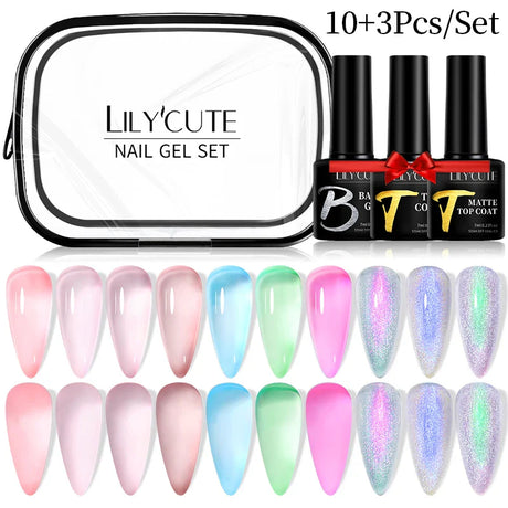 LILYCUTE 9D Rainbow Cat Magnetic Gel Nail Polish Set With Magnetic Stick Kit Sparkling For Manicure Soak Off Nail UV Gel Varnish