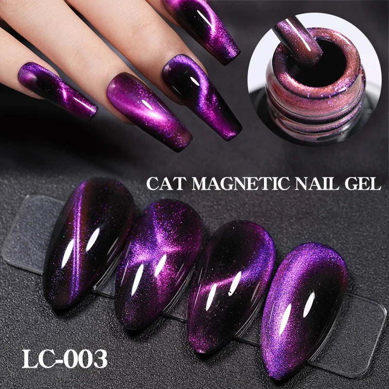 LILYCUTE 9D Rainbow Cat Magnetic Gel Nail Polish Set With Magnetic Stick Kit Sparkling For Manicure Soak Off Nail UV Gel Varnish