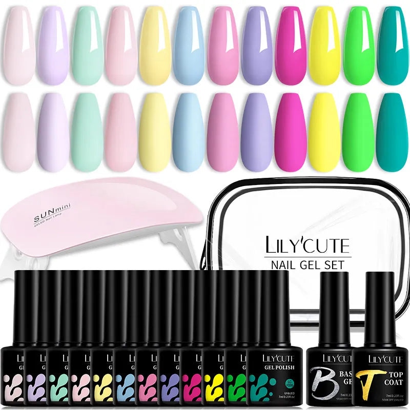 LILYCUTE 9D Rainbow Cat Magnetic Gel Nail Polish Set With Magnetic Stick Kit Sparkling For Manicure Soak Off Nail UV Gel Varnish