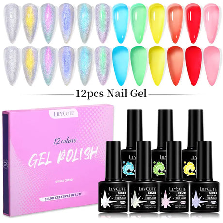 LILYCUTE 9D Rainbow Cat Magnetic Gel Nail Polish Set With Magnetic Stick Kit Sparkling For Manicure Soak Off Nail UV Gel Varnish