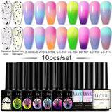 LILYCUTE 9D Rainbow Cat Magnetic Gel Nail Polish Set With Magnetic Stick Kit Sparkling For Manicure Soak Off Nail UV Gel Varnish