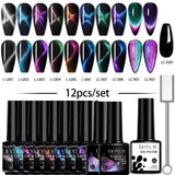 LILYCUTE 9D Rainbow Cat Magnetic Gel Nail Polish Set With Magnetic Stick Kit Sparkling For Manicure Soak Off Nail UV Gel Varnish