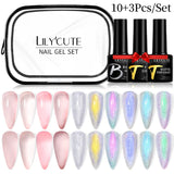 LILYCUTE 9D Rainbow Cat Magnetic Gel Nail Polish Set With Magnetic Stick Kit Sparkling For Manicure Soak Off Nail UV Gel Varnish