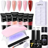 LILYCUTE Extension Nail Gel Set Clear Nude Glitter Color Full Manicure Kit With Drill Machine Nails Art Quick Extension Varnish