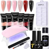 LILYCUTE Extension Nail Gel Set Clear Nude Glitter Color Full Manicure Kit With Drill Machine Nails Art Quick Extension Varnish