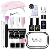 LILYCUTE Extension Nail Gel Set Clear Nude Glitter Color Full Manicure Kit With Drill Machine Nails Art Quick Extension Varnish