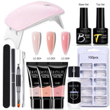 LILYCUTE Extension Nail Gel Set Clear Nude Glitter Color Full Manicure Kit With Drill Machine Nails Art Quick Extension Varnish