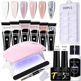 LILYCUTE Extension Nail Gel Set Clear Nude Glitter Color Full Manicure Kit With Drill Machine Nails Art Quick Extension Varnish