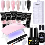 LILYCUTE Extension Nail Gel Set Clear Nude Glitter Color Full Manicure Kit With Drill Machine Nails Art Quick Extension Varnish