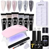 LILYCUTE Extension Nail Gel Set Clear Nude Glitter Color Full Manicure Kit With Drill Machine Nails Art Quick Extension Varnish