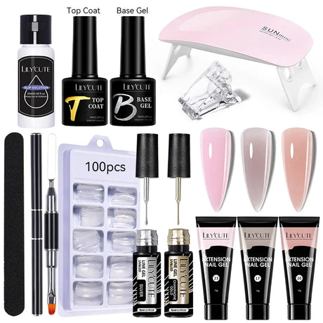 LILYCUTE Nail Gel Set 6W LED Lamp Full Manicure Set Vernis Semi Permanent Quick Extension Nail Kit Gel Set For Nails Tool Kit