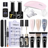 LILYCUTE Nail Gel Set 6W LED Lamp Full Manicure Set Vernis Semi Permanent Quick Extension Nail Kit Gel Set For Nails Tool Kit