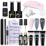 LILYCUTE Nail Gel Set 6W LED Lamp Full Manicure Set Vernis Semi Permanent Quick Extension Nail Kit Gel Set For Nails Tool Kit