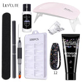 LILYCUTE Nail Gel Set 6W LED Lamp Full Manicure Set Vernis Semi Permanent Quick Extension Nail Kit Gel Set For Nails Tool Kit