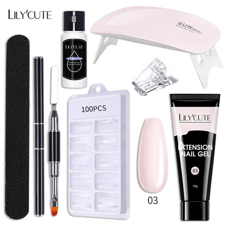 LILYCUTE Quick Extension Gel Reflective Liner Gel Nail Polish LED Lamp Full Manicure Set Vernis Semi Permanent Nail Art Tool Kit