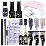 LILYCUTE Quick Extension Gel Reflective Liner Gel Nail Polish LED Lamp Full Manicure Set Vernis Semi Permanent Nail Art Tool Kit