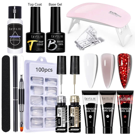 LILYCUTE Quick Extension Gel Reflective Liner Gel Nail Polish LED Lamp Full Manicure Set Vernis Semi Permanent Nail Art Tool Kit