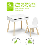 LISM Delta Children Ollie Lift-Top Desk and Chair for Toddlers & Up - Greenguard Gold Certified, Bianca White/Natural  kid table