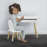 LISM Delta Children Ollie Lift-Top Desk and Chair for Toddlers & Up - Greenguard Gold Certified, Bianca White/Natural  kid table