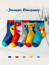 LJMOFA 5 Pairs Cotton Kids Socks Dinosaur Cartoon Cute Toddler Girls Socks Casual Sport Boys Socks Warm Socks For Baby C159