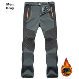 LNGXO Thick Warm Fleece Hiking Pants Men Winter Waterproof Windproof Outdoor Soft Shell Rain Trousers Trekking Camping Ski Pants