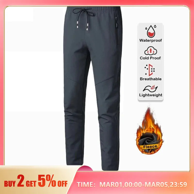 LNGXO Winter Fleece Pants Men Women Outdoor Thermal Unisex Pants Hiking Camping Climbing Trekking Waterproof Windproof Trousers