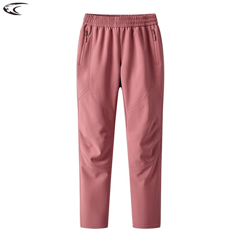 LNGXO Women Winter Hiking Pants Waterproof Warm Fleece Pants Camping Climbing Trekking Skiing Outdoor Sports Softshell Trousers