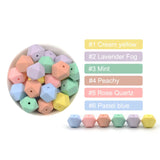 LOFCA 30pcs Silicone Beads Mini Hexagon 14mm Baby Teething Toys Necklace Food Grade Baby Teether BPA Free DIY Silicone Jewelry