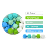 LOFCA 30pcs Silicone Beads Mini Hexagon 14mm Baby Teething Toys Necklace Food Grade Baby Teether BPA Free DIY Silicone Jewelry