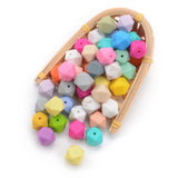 LOFCA 30pcs Silicone Beads Mini Hexagon 14mm Baby Teething Toys Necklace Food Grade Baby Teether BPA Free DIY Silicone Jewelry