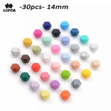 LOFCA 30pcs Silicone Beads Mini Hexagon 14mm Baby Teething Toys Necklace Food Grade Baby Teether BPA Free DIY Silicone Jewelry