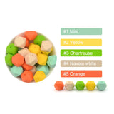 LOFCA 30pcs Silicone Beads Mini Hexagon 14mm Baby Teething Toys Necklace Food Grade Baby Teether BPA Free DIY Silicone Jewelry