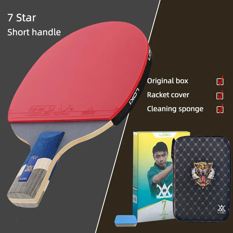 LOKI 9 Star Table Tennis Racket Professional 5+2 Carbon Ping Pong Paddle 6/7/8/9 Star Ultra Offensive with Sticky Rubbers