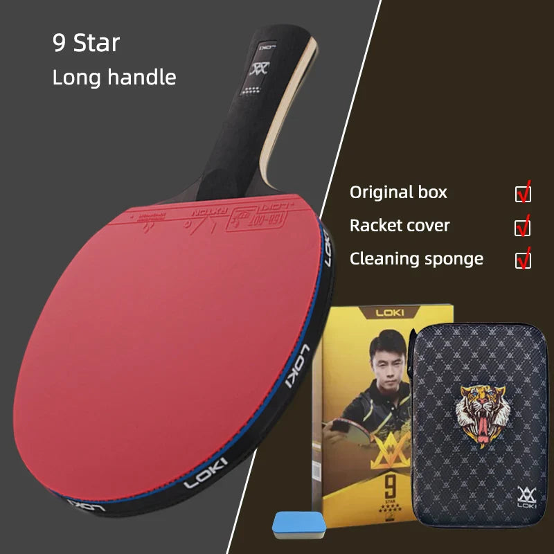 LOKI 9 Star Table Tennis Racket Professional 5+2 Carbon Ping Pong Paddle 6/7/8/9 Star Ultra Offensive with Sticky Rubbers