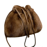 Ladies Real Mink Messenger Bag Ladies Fashion Shoulder Bag Fluffy Mink Fur Drawstring Fur Bag